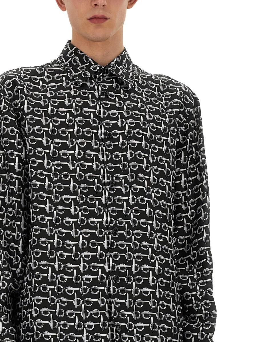 BURBERRY Long Sleeve Cotton Shirt Men’s Black