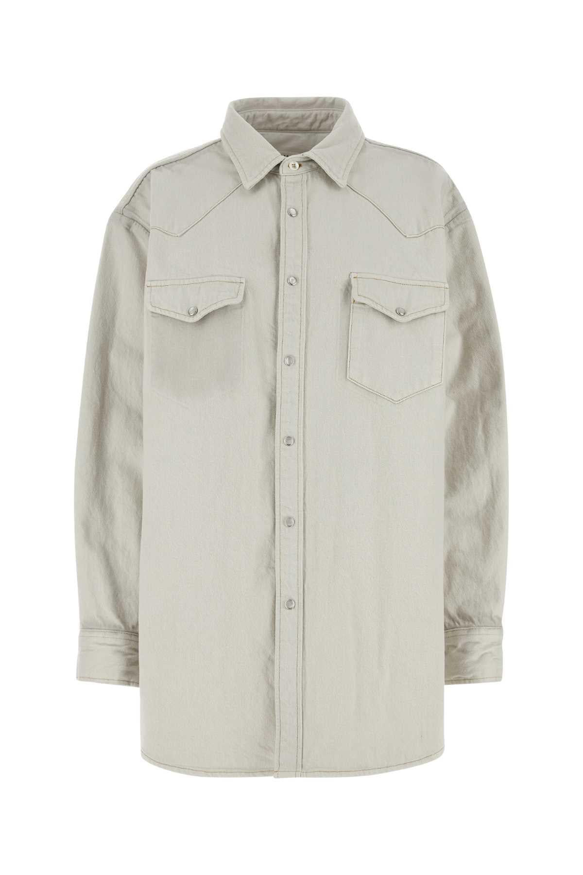 Maison Margiela Long Sleeve Button-Up Shirt Beige Cotton Women