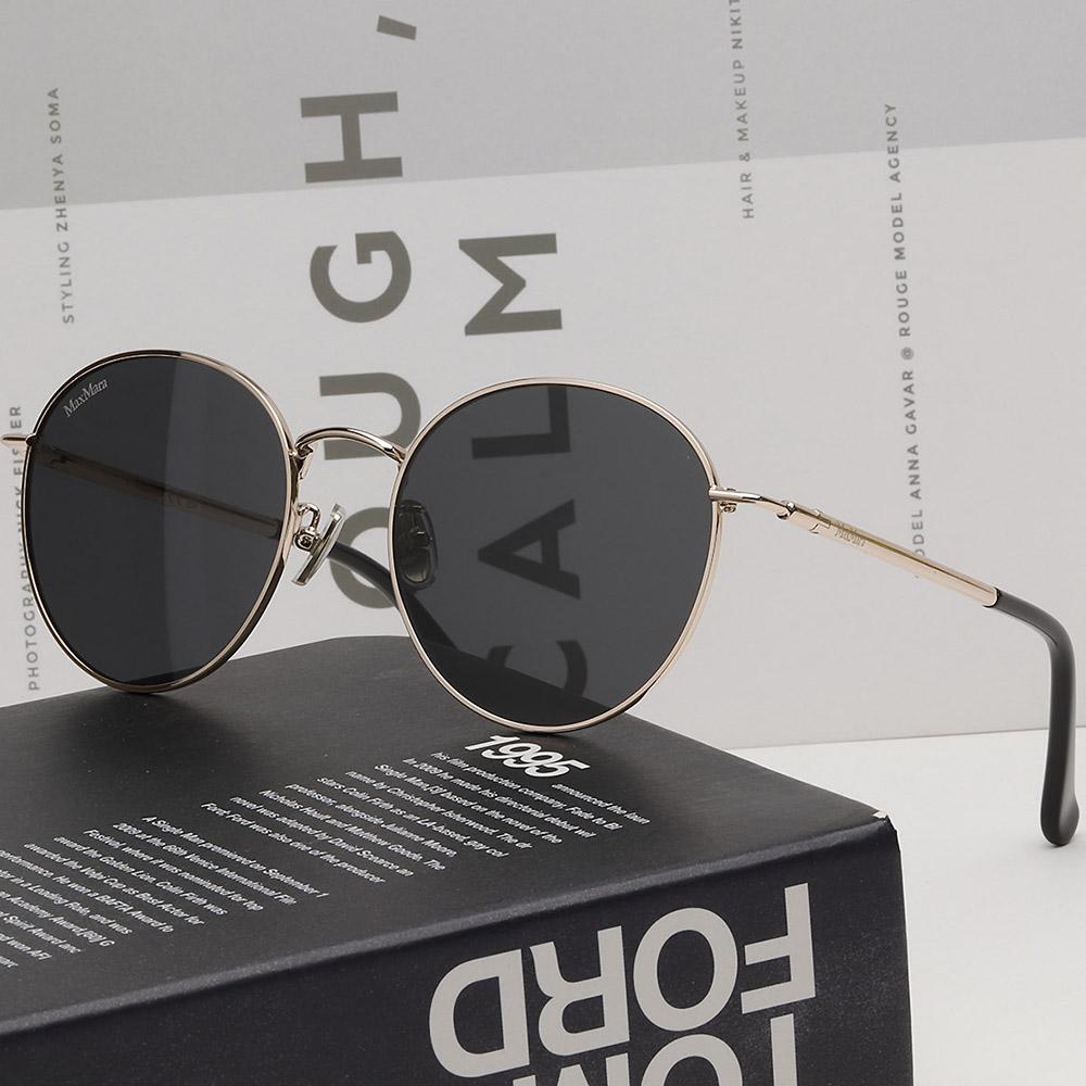 Max Mara Gold Metal Round Sunglasses Asian Fit Unisex MM0113K 28B