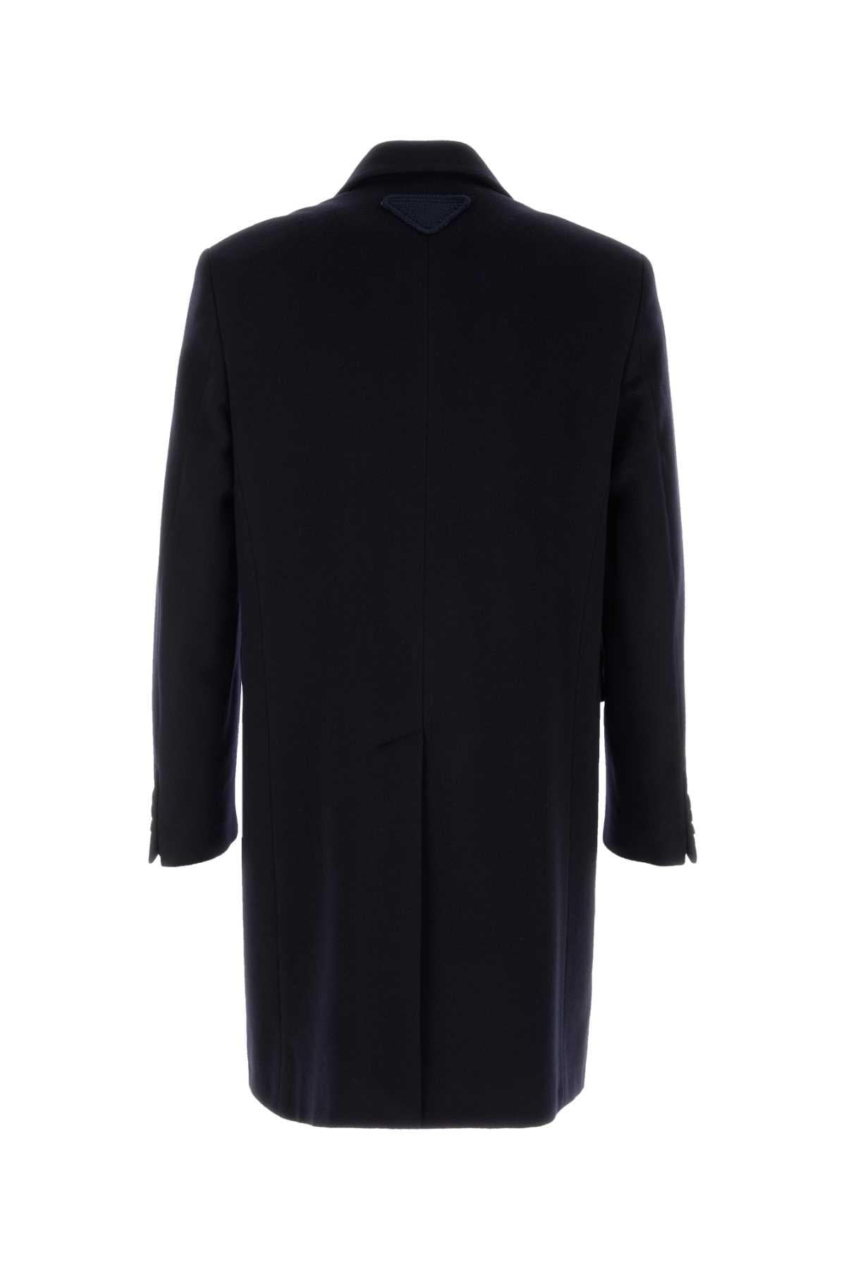 PRADA Black Wool Blend Long Coat