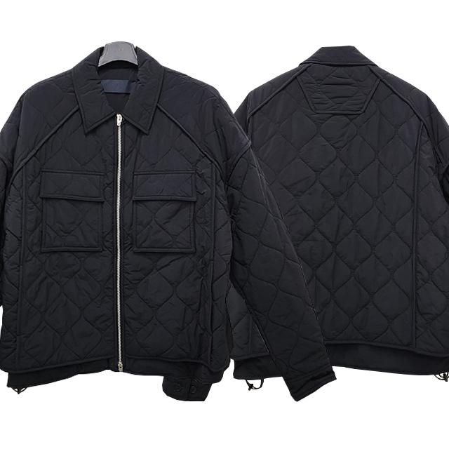 Juun.J Nylon Quilted Padded Shirt Jacket Unisex Black