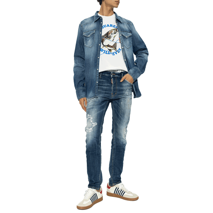 Dsquared2 Distressed Cool Guy Men’s Blue Denim Jeans