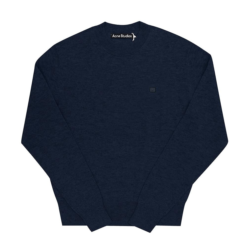 Acne Studios Face Logo Crewneck Knit Sweater Unisex C60101 NAVY MELANGE