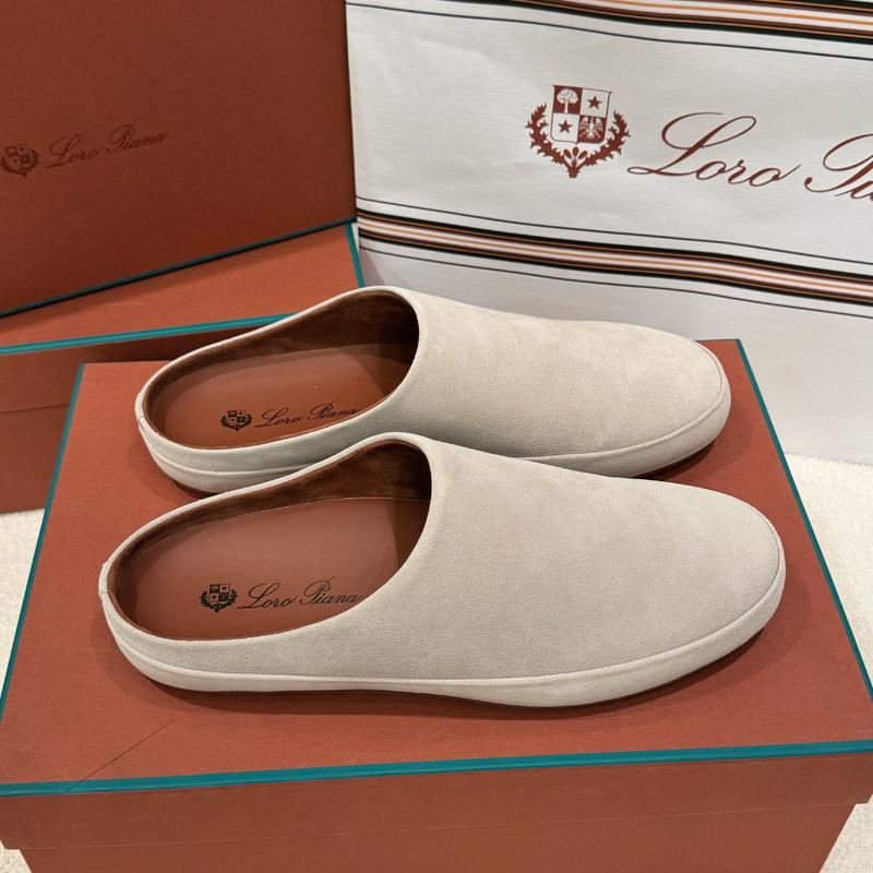 Loro Piana Men’s Suede Calfskin Tomori Sabot Loafers Classic Beige