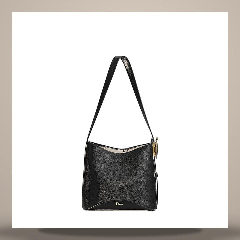 DIOR Black Grained Calfskin Medallion Bucket Bag Small Crossbody M1531QUQW M900