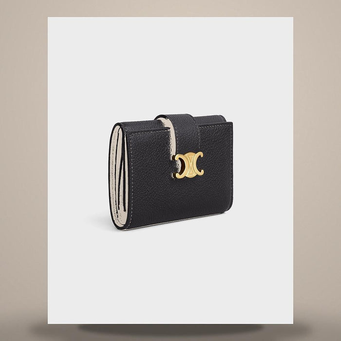 CELINE Fine Strap Wallet Supple Grained Calfskin Citrus Card Holder