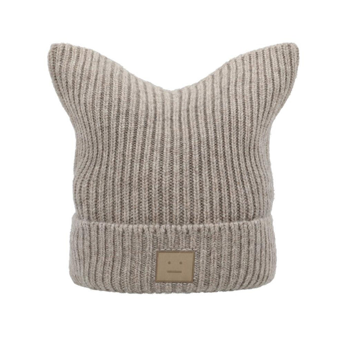 Acne Studios Unisex Rib Knit Beanie Hat C40392 GREIGE MELANGE