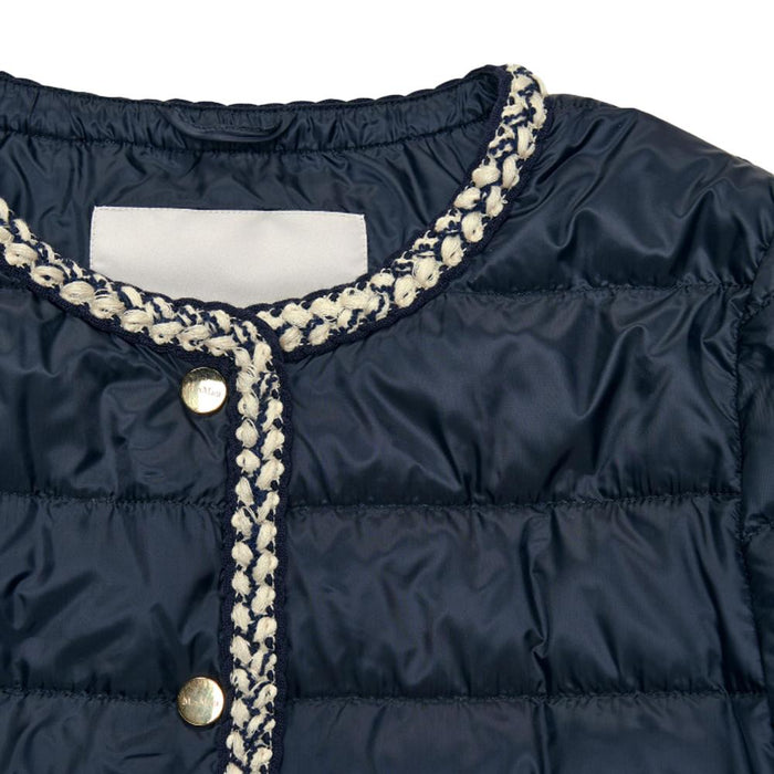 Max Mara Dark Blue Tweed-Trim Lightweight Puffer Jacket 261948 1134 008