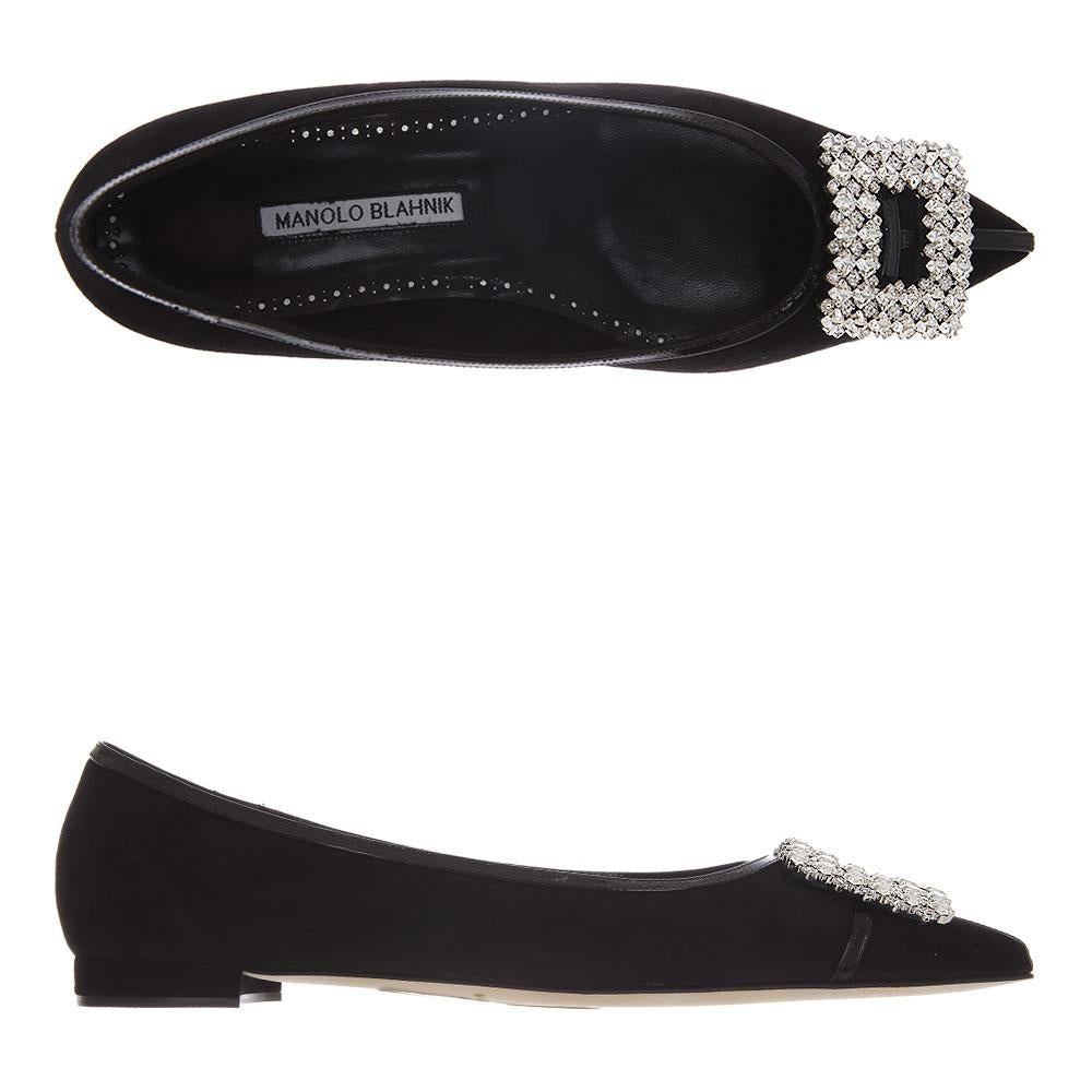 Manolo Blahnik TUBERIAN Jewel Embellished Flat Shoes 23FW 223 1576 0006 BLCK