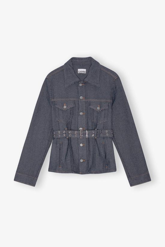 GANNI Blue Denim Jacket Women’s J1687077 RINSE DOM