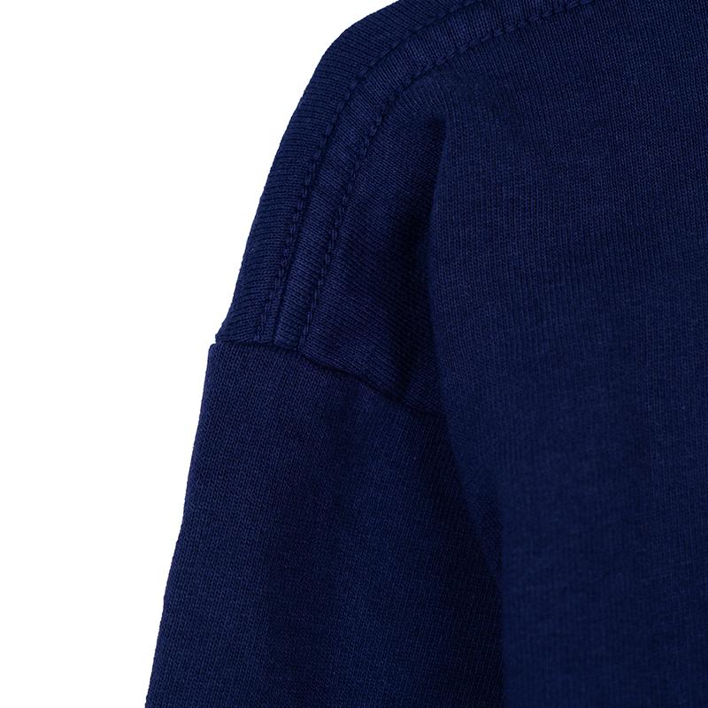 SPORTY&RICH Logo Print Crewneck Sweatshirt Unisex Navy Cotton