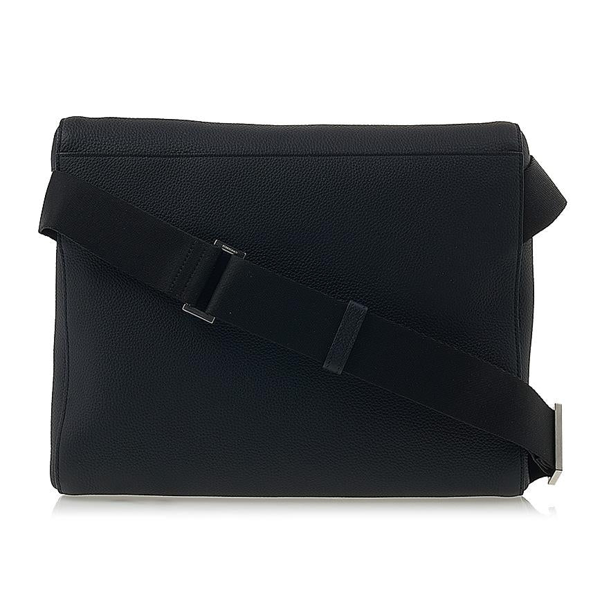 Ferragamo Men's Gancini Pattern Leather Crossbody Bag 24 1303 NERO 0763368