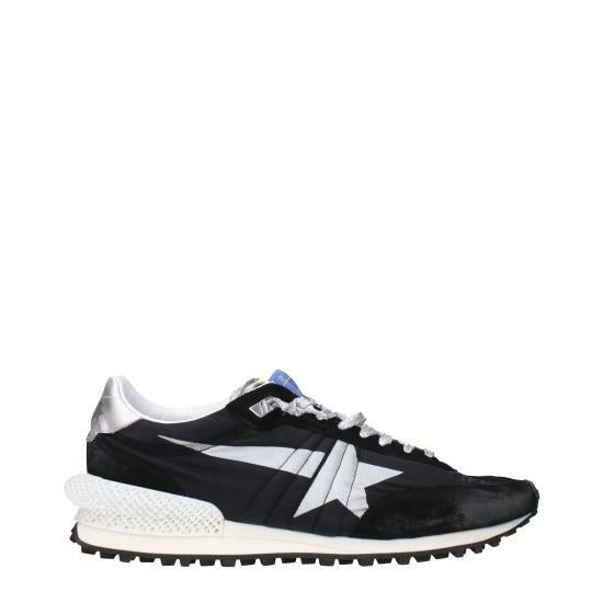 GOLDEN GOOSE Black Ripstop Nylon Upper Silver Star Marathon Sneakers