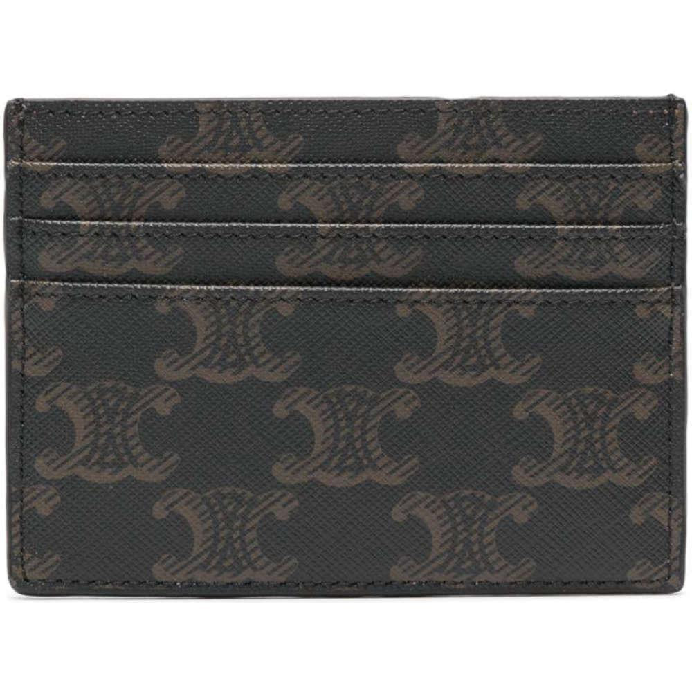 CELINE Triomphe Tan Leather Card Holder Wallet for Women