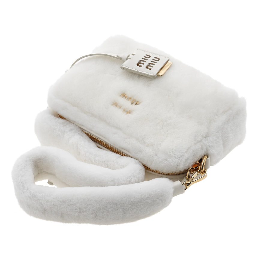 Miu Miu Logo Fluffy Shoulder Bag Black Women’s
