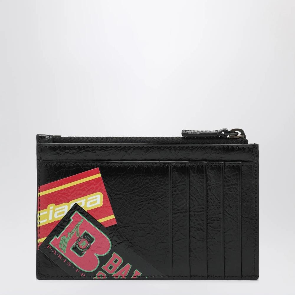 BALENCIAGA Cash Large Long Card Holder Wallet Black Leather