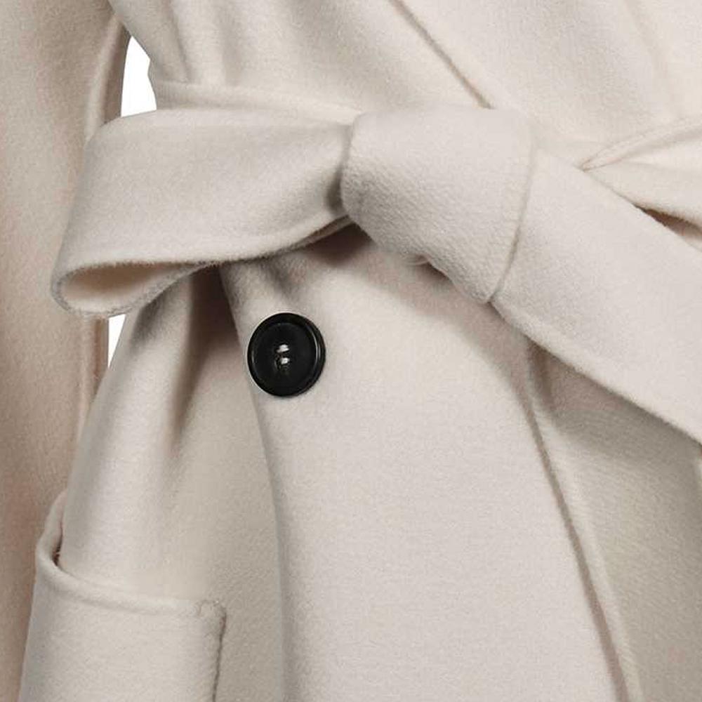 Max Mara Belted Wool Coat Off-White 2350110337 006