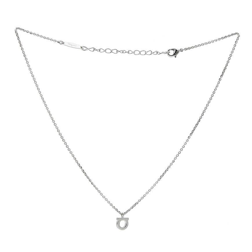 Ferragamo Women’s Crystal Gancini Pendant Necklace Silver Tone 0696655