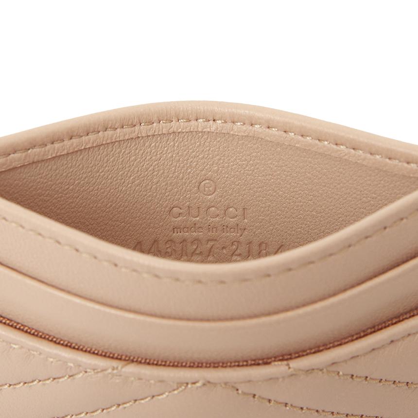 GUCCI GG Marmont Leather Card Holder Wallet Pink Women