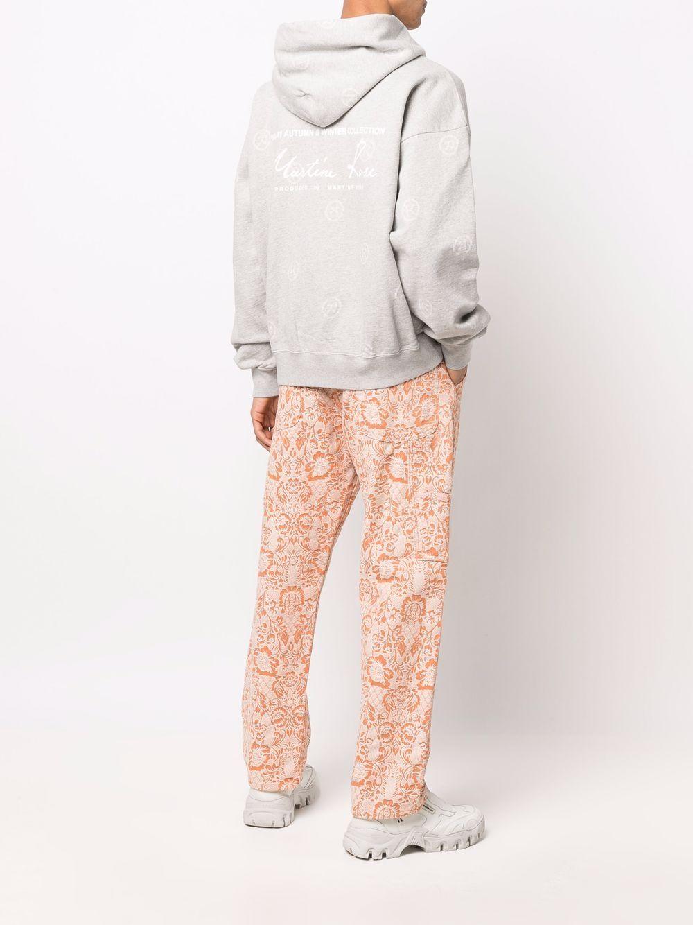 MARTINE ROSE Gray R Logo Pattern Hoodie Sweatshirt CMRSS22602FJ GREY STK