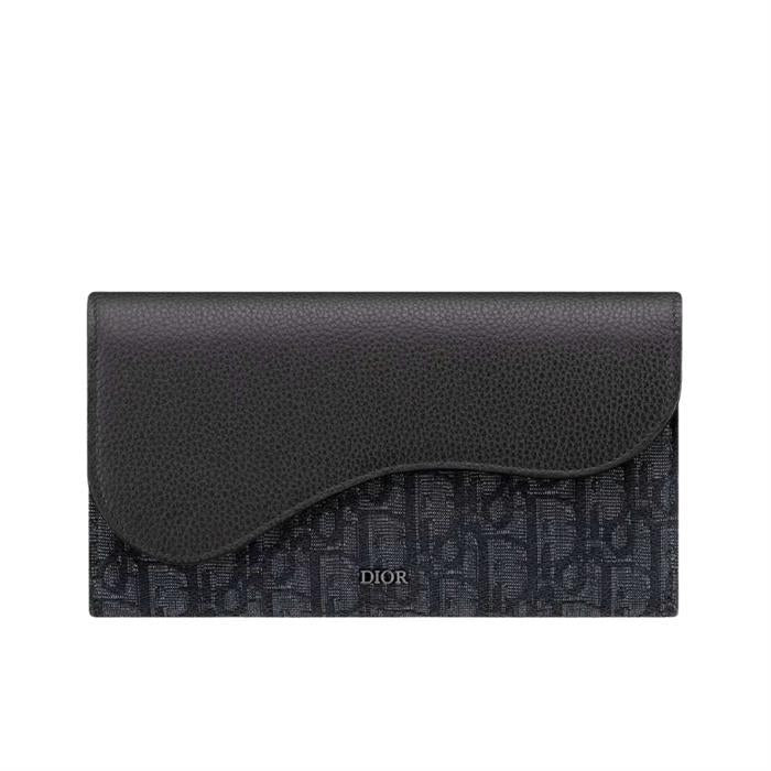 DIOR Saddle Long Wallet Black Leather Men’s Accessory