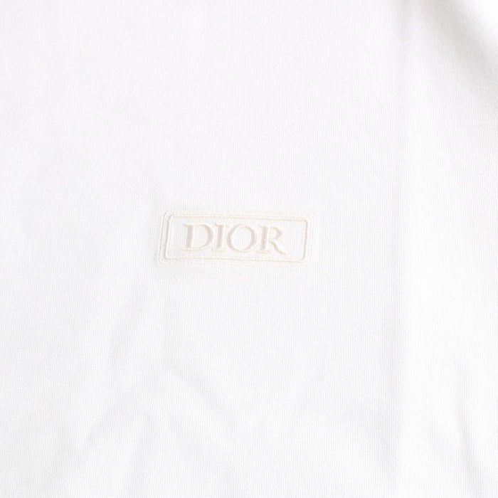 DIOR MEN Embroidered Logo Short Sleeve T-Shirt White