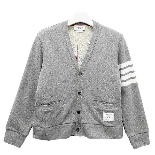 THOM BROWNE Armband 4-Bar Loopback Boat Embroidered Cardigan M MJT582E 00535 055
