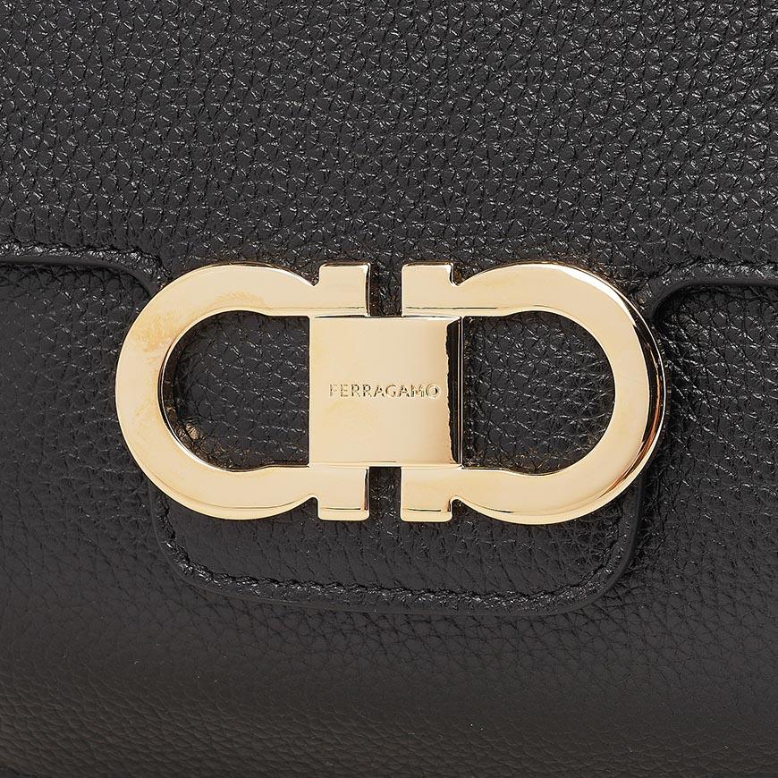 Ferragamo Double Gancini Mini Shoulder Bag Black Red Women
