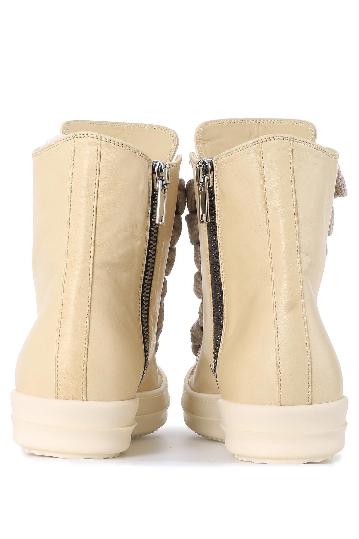 Rick Owens Parchment Lamb Leather Jumbo Lace High-Top Sneak RU01E5892 LBHW2 8111
