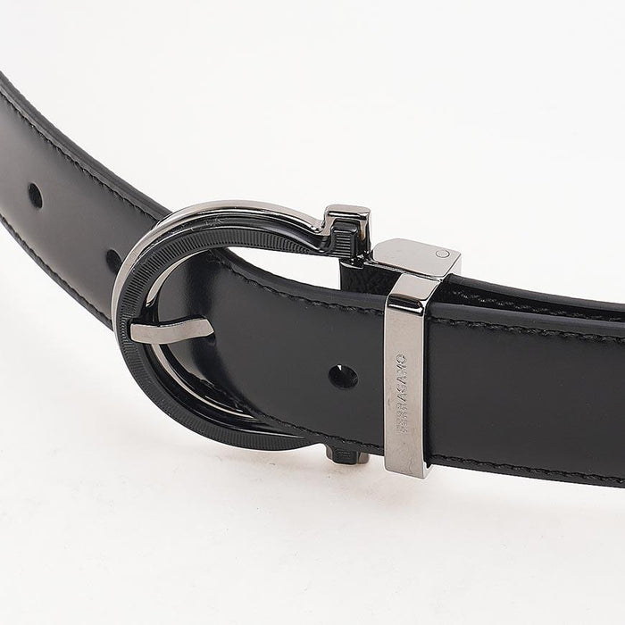Ferragamo Men’s Reversible Gancini Leather Belt Black/Brown