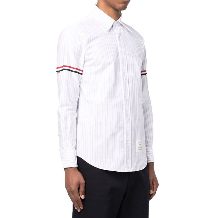 THOM BROWNE Armband Pinstripe Long Sleeve Shirt