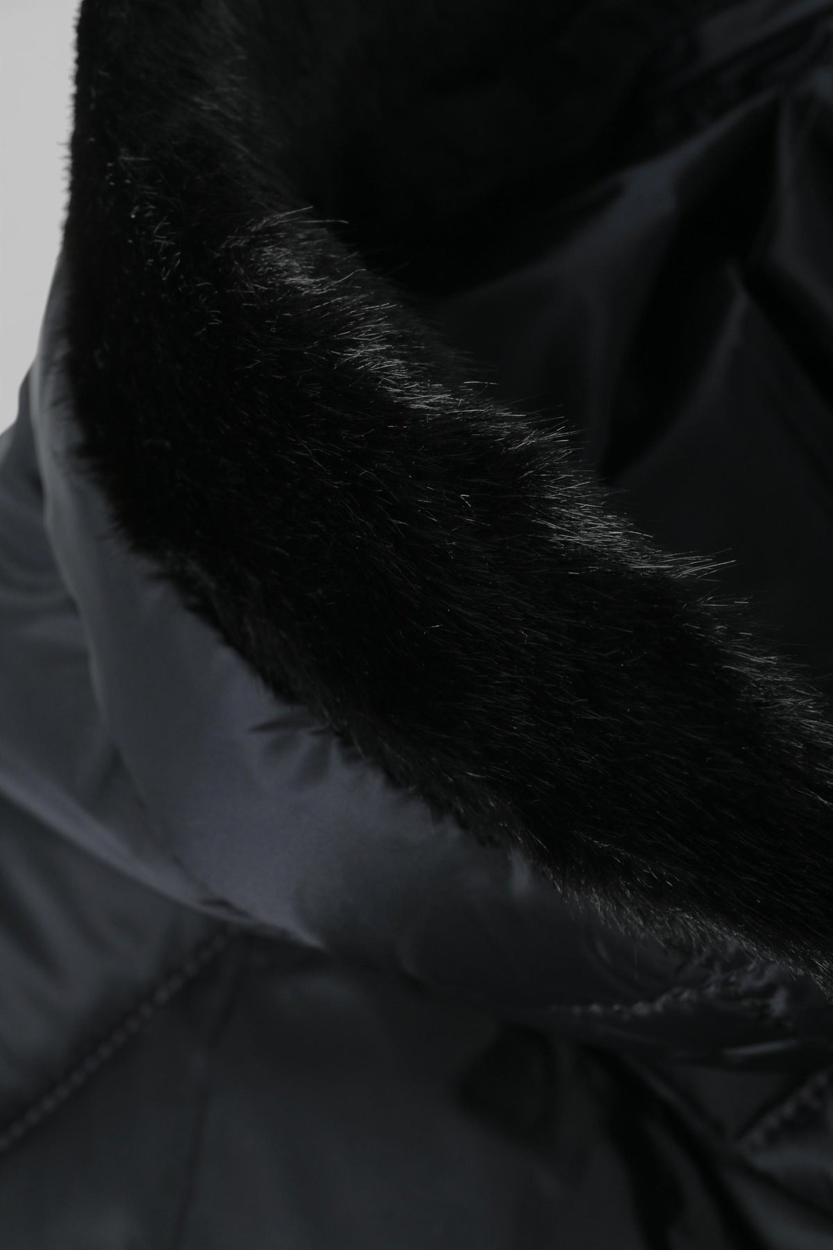 Max Mara Cube Mirage Faux Fur Hood Trim Black Scarf