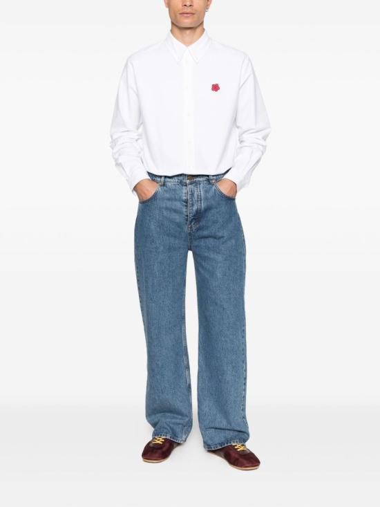 KENZO Long Sleeve Shirt for Men FG6 5CH410 9LO 01 WHITE DOM