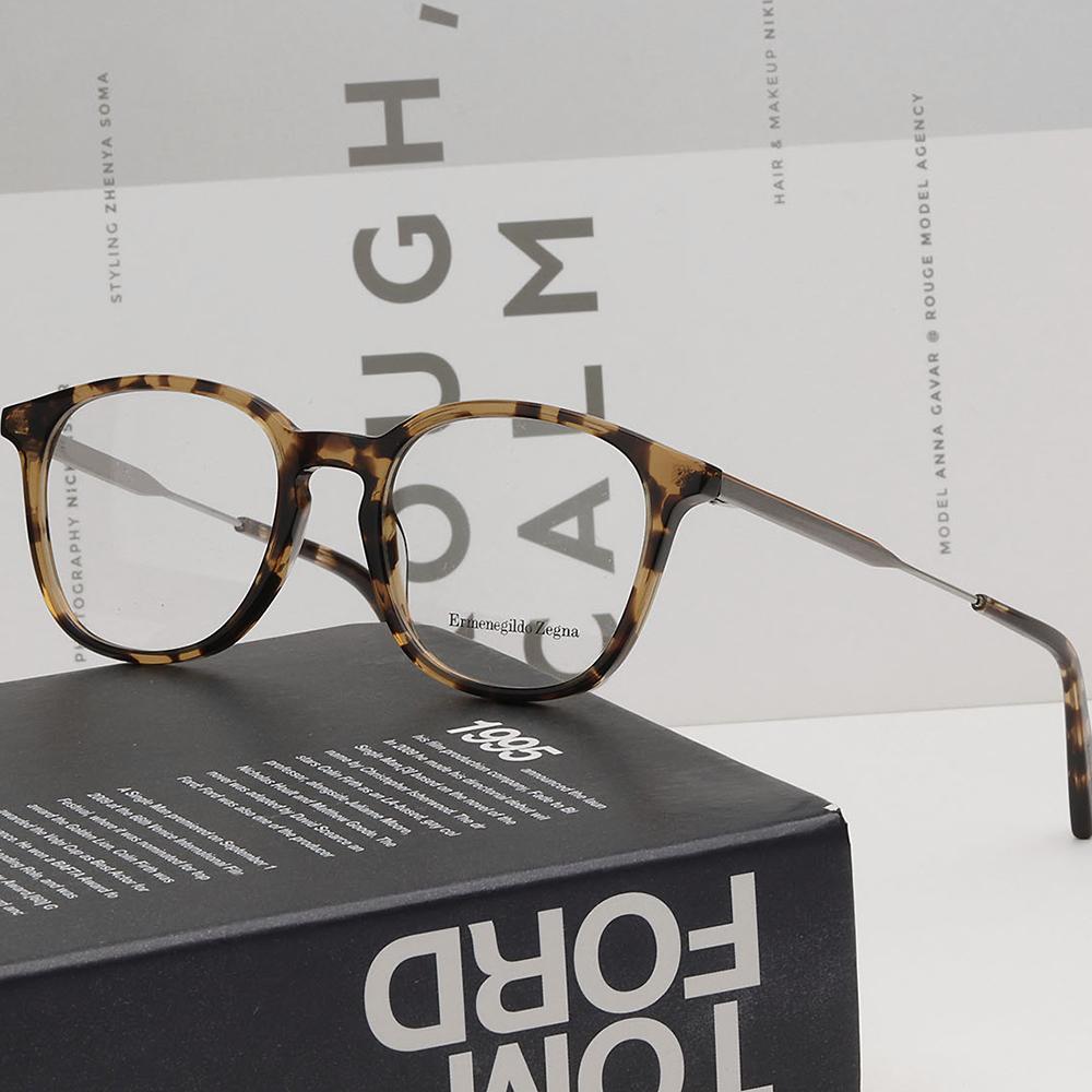 Zegna Havana Acetate Full-Rim Eyeglasses Unisex EZ5140 056