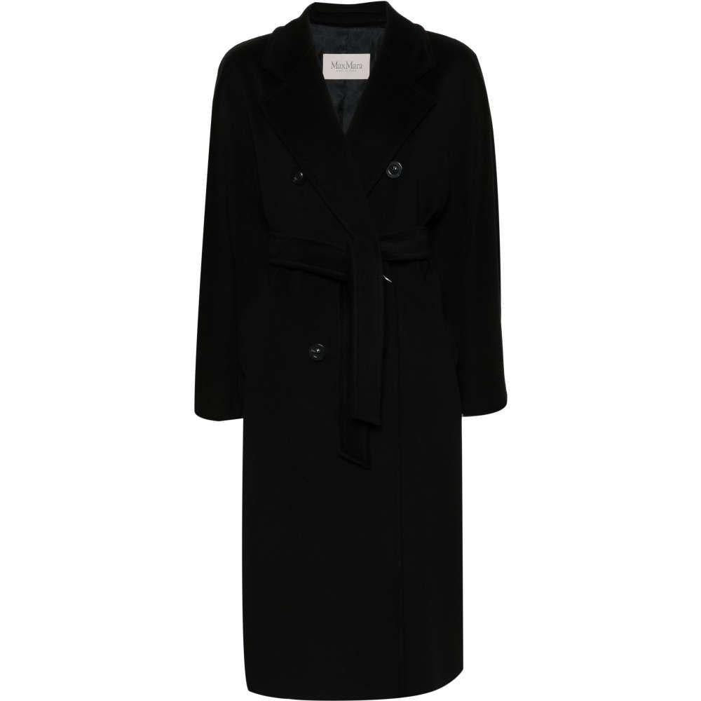 Max Mara Madame 101801 Icon Black Wool Blend Belted Women’s Coat