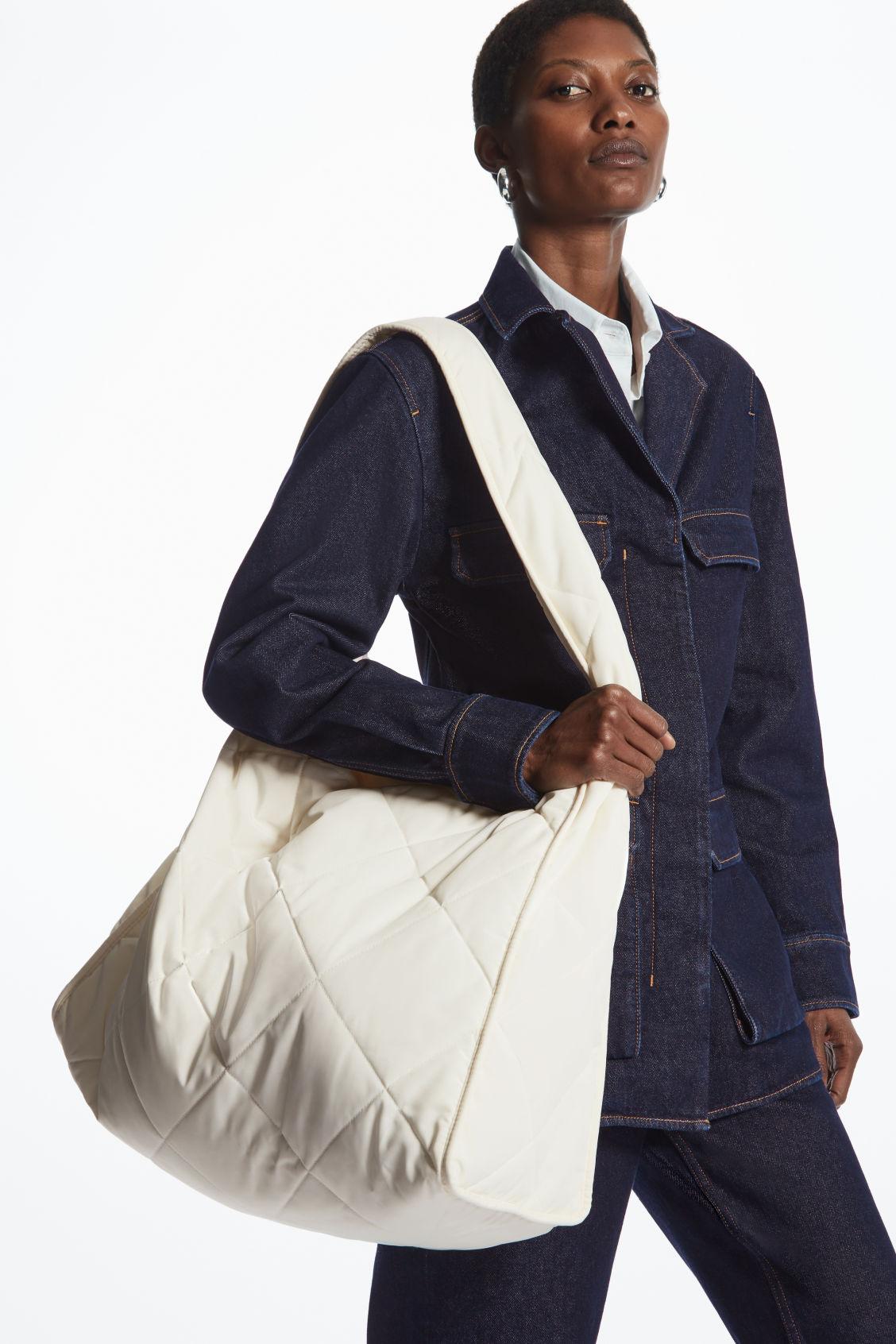 COS Diamond Quilted Oversized Shoulder Bag Cream