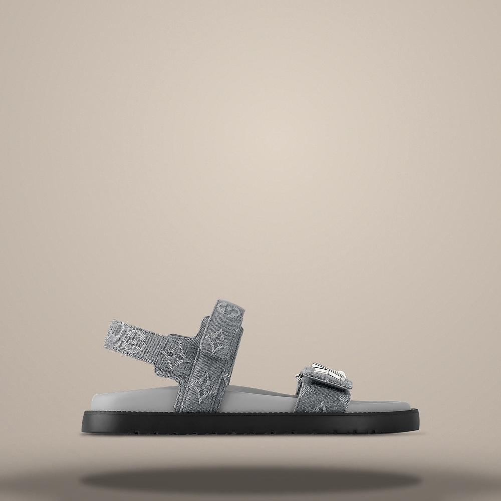 Louis Vuitton Men's Gray Sunset Flat Comfort Sandals 1ADIE6