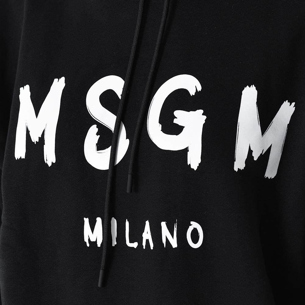 MSGM Brushed Logo Hoodie Black Women’s Hoodie