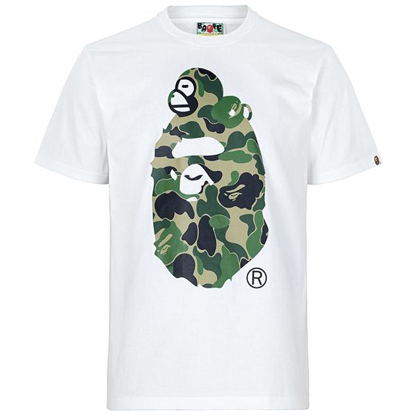 BAPE White Green ABC Camo Milo Big Ape T-Shirt 002TEM 301003
