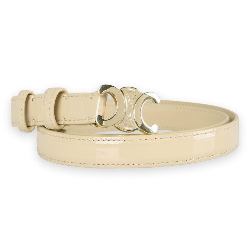 CELINE Women’s Small Triomphe Buckle Belt Beige 45AX63AP2 02EU
