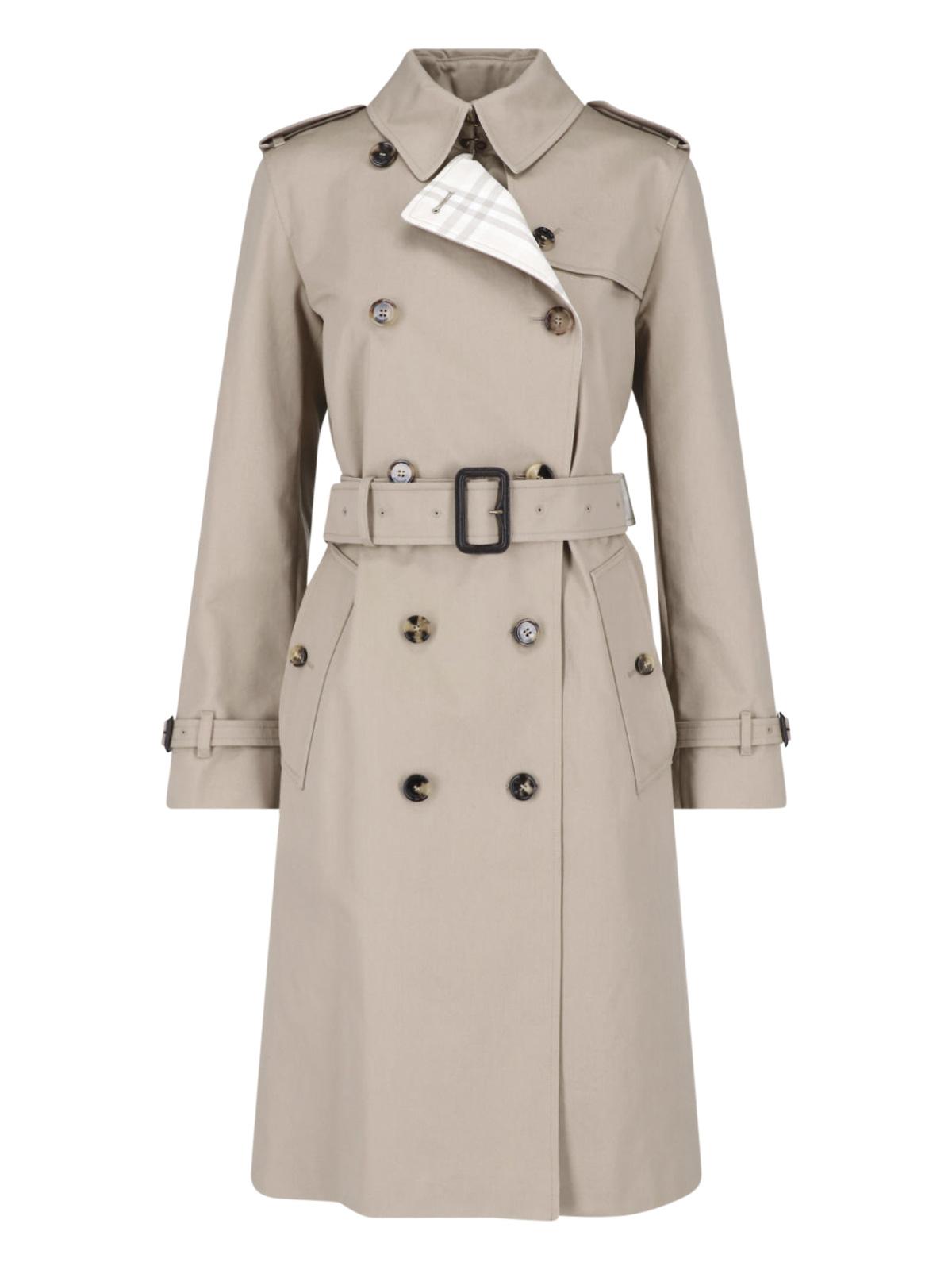 BURBERRY Beige Cotton Double-Breasted Trench Coat Women