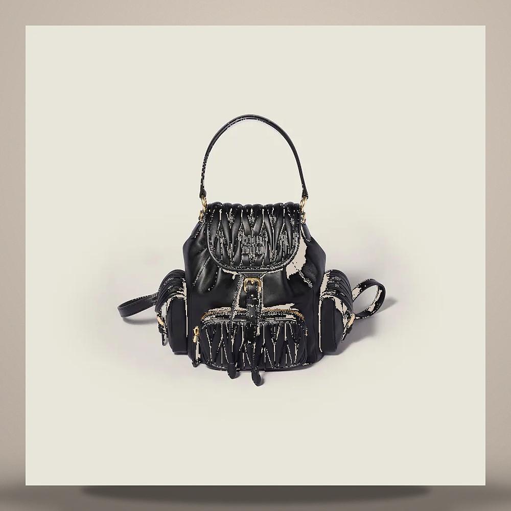 Miu Miu Matelassé Nappa Leather Backpack Black 5BZ043 AN88 F0002