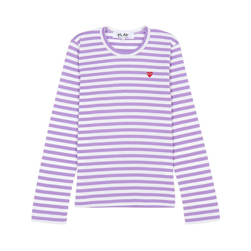 Comme des Garcons Mini Red Heart Stripe Long Sleeve T-Shirt Unisex AZ T217 051 4