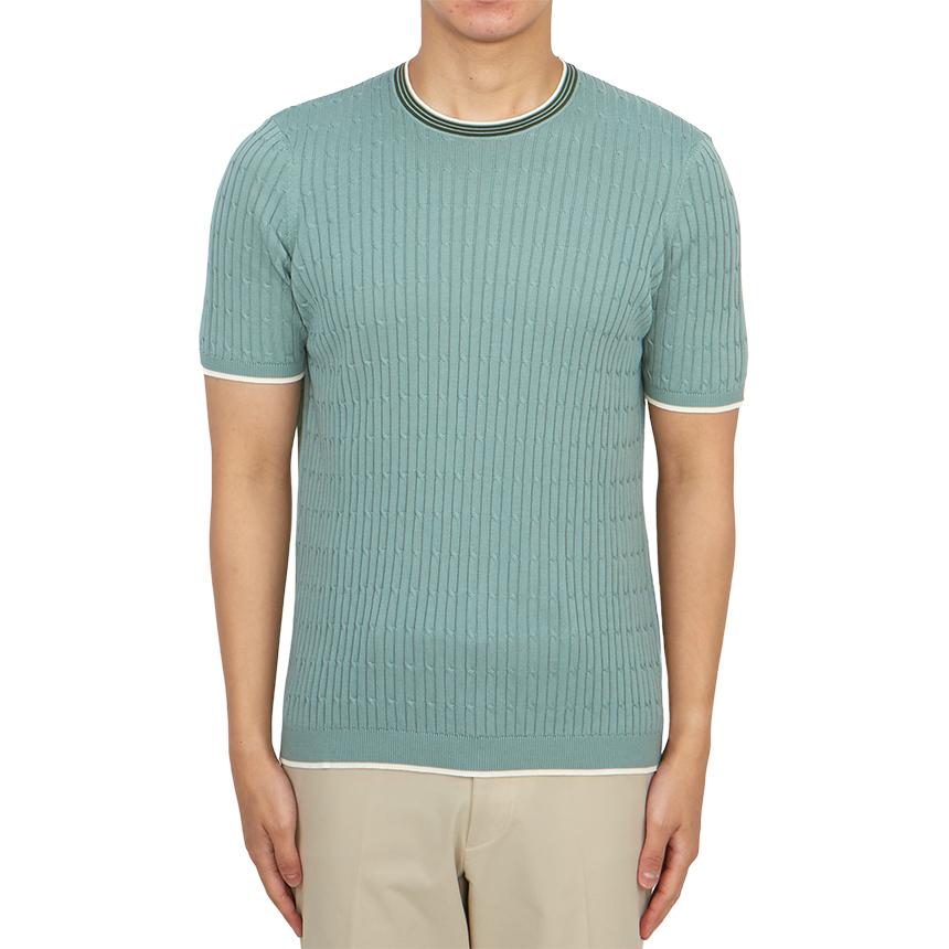 Drumohr Men’s Short Sleeve Knit Crewneck Sweater Black