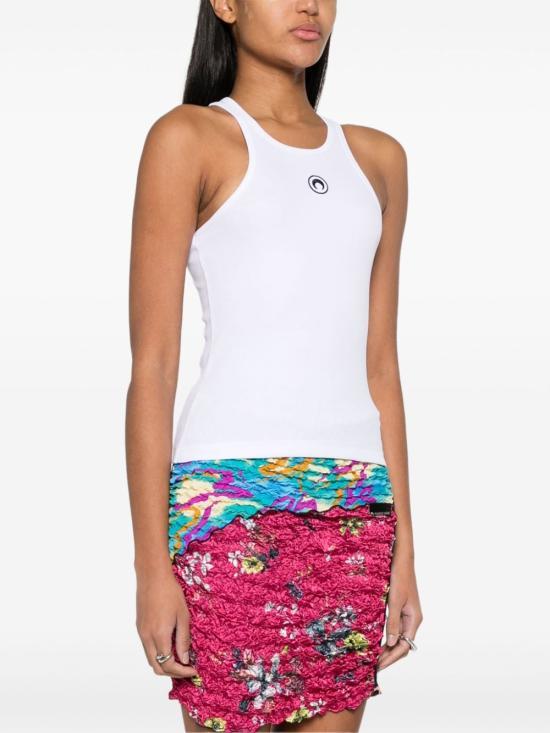 Marine Serre White Sleeveless Jersey T-Shirt WTT014 ACJER 0011 WH10
