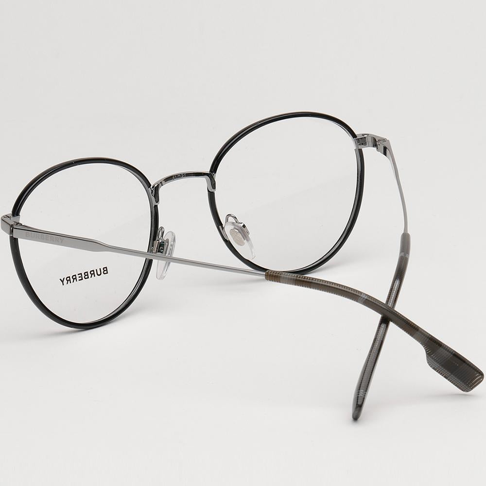 BURBERRY Black Round Metal Eyeglass Frames Unisex