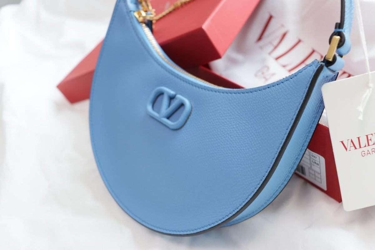 VALENTINO V Logo Mini Leather Shoulder Bag Blue 2W2P0W19 RQR