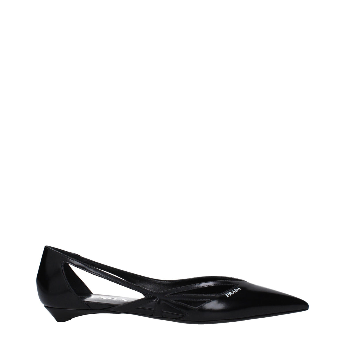 PRADA Black Leather Flat Shoes