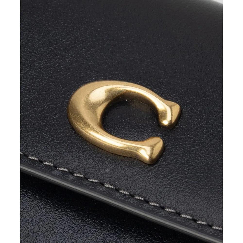 Coach Essential Leather Card Holder Compact Wallet Black