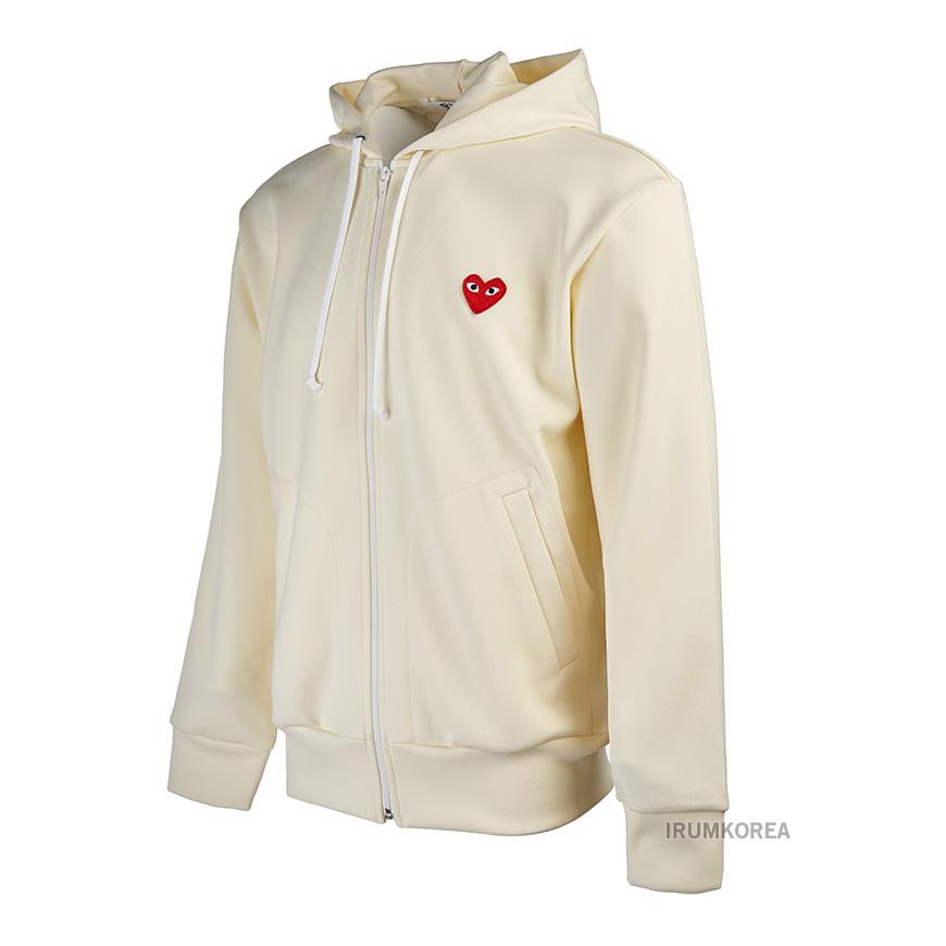 Comme des Garcons Unisex Heart Patch Hoodie Sweater AX T172 051 3 IVORY